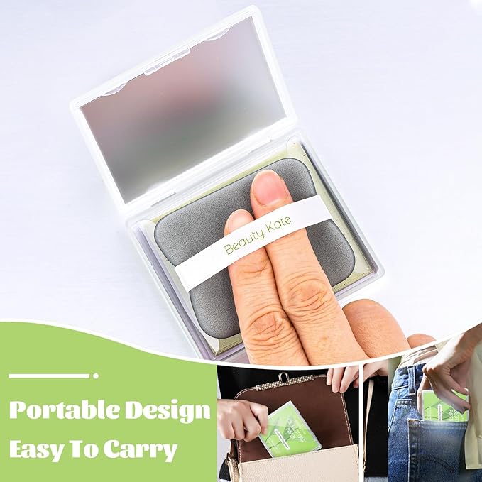 2 Pack Oil Blotting Sheets for Face, Oil Blotting Paper Green Tea Total 100 sheets with Portable Mirror Case & Makeup Puff Makeup Friendly