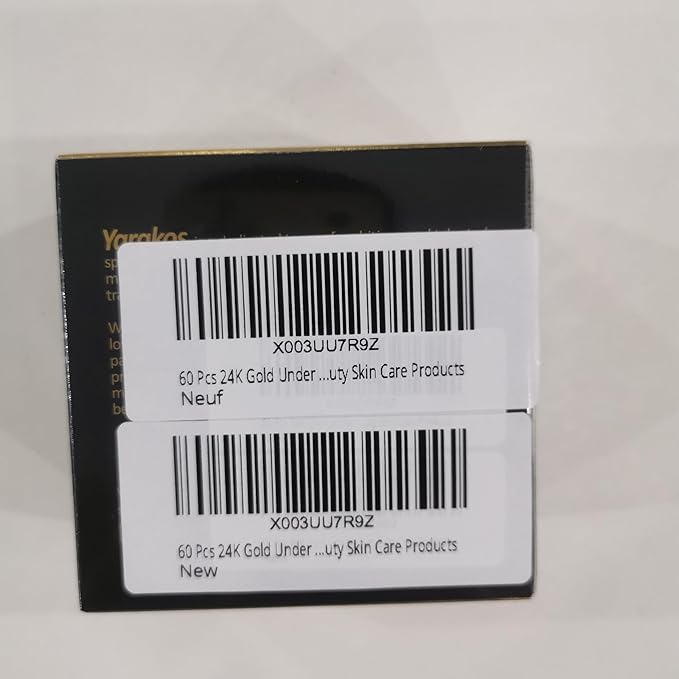 60 Pcs 24K Gold Under Eye Patches, 30 Pairs Undereye Mask for Dark Circles Puffy Eyes Treatment, Collagen Gel Pads Hydrating for Puffiness Wrinkle Eye Bags, Women Men Beauty Skin Care Products