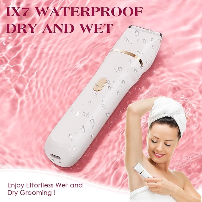 Bikini Trimmer for Women - 5 in 1 Electric Razors for Lady Pubic Facial Nose Body Leg Hair Removal, Waterproof Electric Shaver for Women Private Area Sensitive Skin, Personal Hair Trimmer