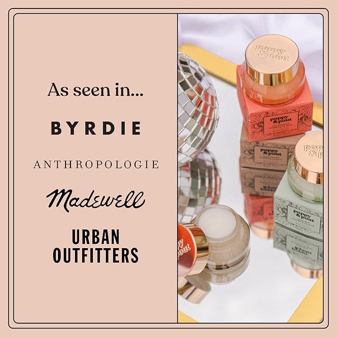 Poppy & Pout Natural Lip Scrub, Moisturizing Sugar Scrub for Dry Lips, Lip Scrubber Exfoliator with Essential Oils Smooths and Hydrates Lips, In Recyclable Glass Jars, Cruelty Free - Pink Grapefruit