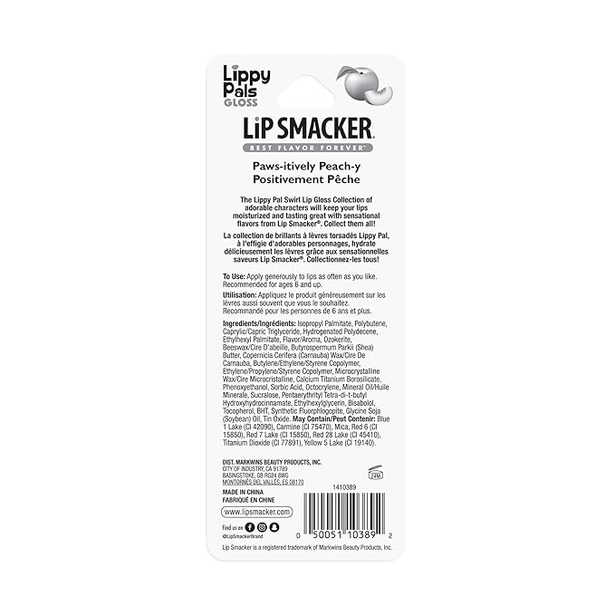 Lip Smacker Lippy Pals Swirls Panda, Flavored Moisturizing & Smoothing Soft Shine Lip Balm, Hydrating & Protecting Fun Tasty Glossy Finish, Cruelty-Free & Vegan - Paws-Itively Peachy
