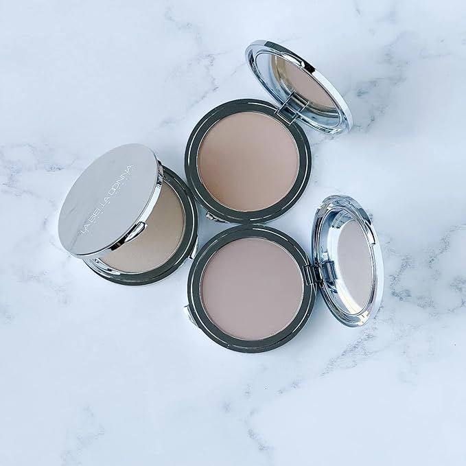 La Bella Donna Compressed Mineral Foundation - Amber, 12 oz Pressed Powder Makeup for All Skin Tones, Long Lasting Full Coverage Sun Kissed Tan