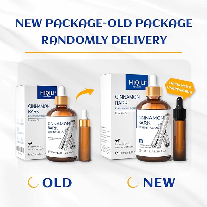 HIQILI Cinnamon Essential Oil for Spary, Diffuser, Garden and Kitchen - 100% Pure Natural - Indoor and Outdoor, 3.38 Fl Oz