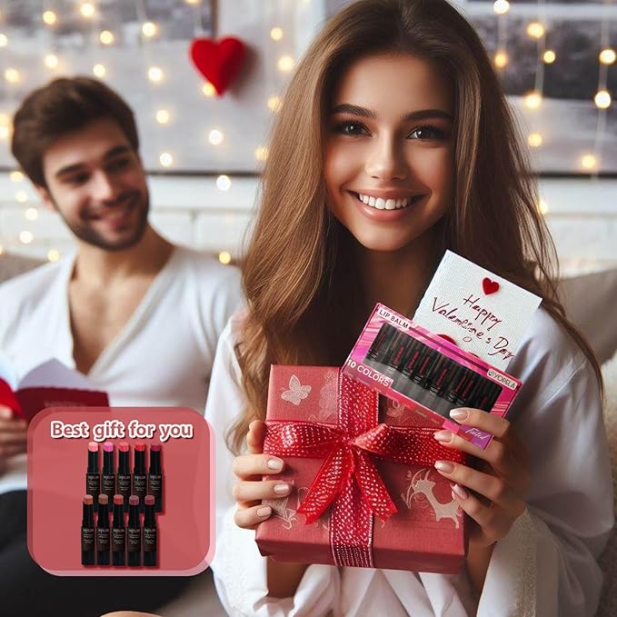 10 Pack Tinted Lip Balm Stocking Stuffers Tinted Chapstick - Moisturizing Lips - No petroleum, Chemicals, Gluten, or Phthalat