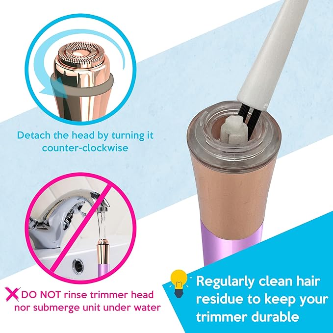 Facial Hair Remover for Women Painless Flawless Electric Razor Epilator Trimmer Shaver with 18K Gold-Plated, 16mm Dual Ring Floating Head, USB Rechargeable, 360° LED for Face Lip Hair Removal