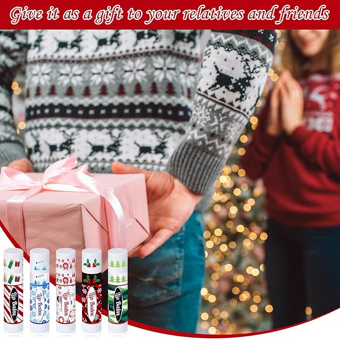 Christmas Lip Balm Bulk Cute Xmas Lip Balm Gifts Set Moisturizing Lip Care Christmas Stocking Stuffers Holiday Treat Goodie Gifts Xmas Party Favors Supplies for Kids Women Men(200 Pcs)
