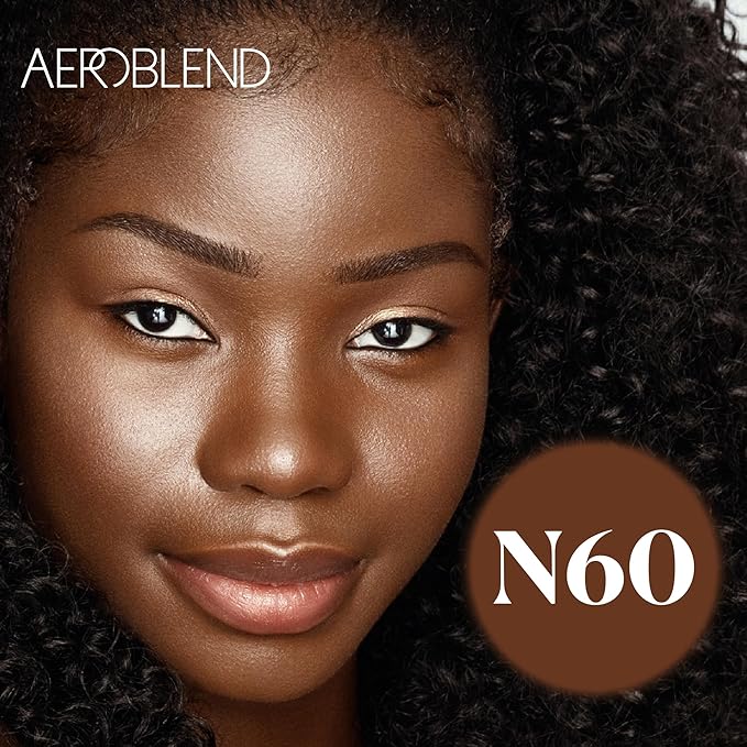 AEROBLEND Airbrush Foundation Makeup (N60) Professional, Water-Based, Buildable, Long-wearing, For all skin types, 1 oz