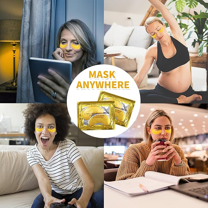 30 Pairs Under Eye Patches,Gold Under Eye Mask,Eye Masks Skincare Enriched with Collagen,Eye Patches for Puffy Eyes and Dark Circles,Undereye Bags,Reduce Wrinkles,Anti-Aging