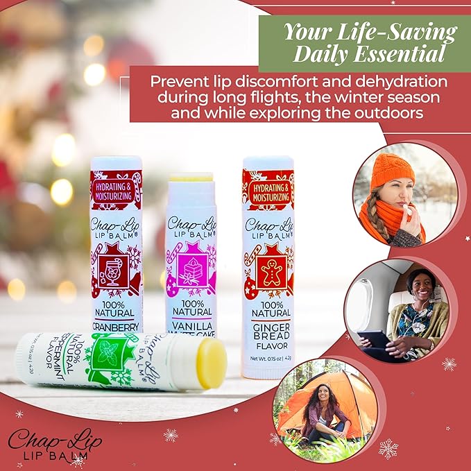 100% Natural Lip Balm Set - Beeswax Natural Christmas Gifts for Her - Ideal Gift for Women - Lip Moisturizer for Dry Lips, Cocoa Butter - Petroleum Free Pack of 24