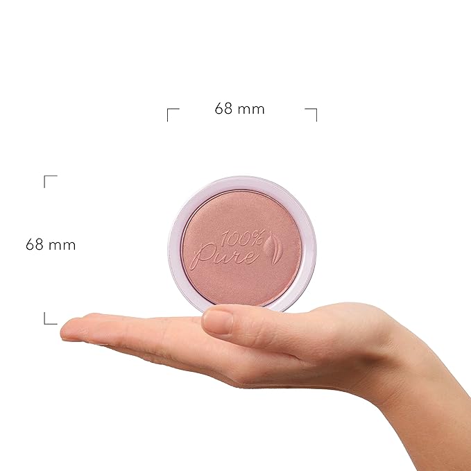 100% PURE Powder Blush (Fruit Pigmented), Peach, Soft Shimmery Finish, Nourishes Skin w/Rosehip Oil, Cocoa Butter, Natural Makeup (Neutral Peach w/Bronze) - 1.81 oz