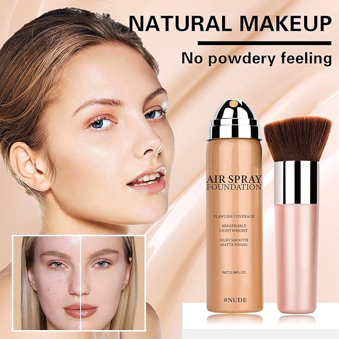 Airbrush Makeup Foundation for Mature Skin Magic Minerals Lightweight Air Makeup Airbrush Makeup Setting Spray for Smooth Radiant Finish(03# Nude Color)