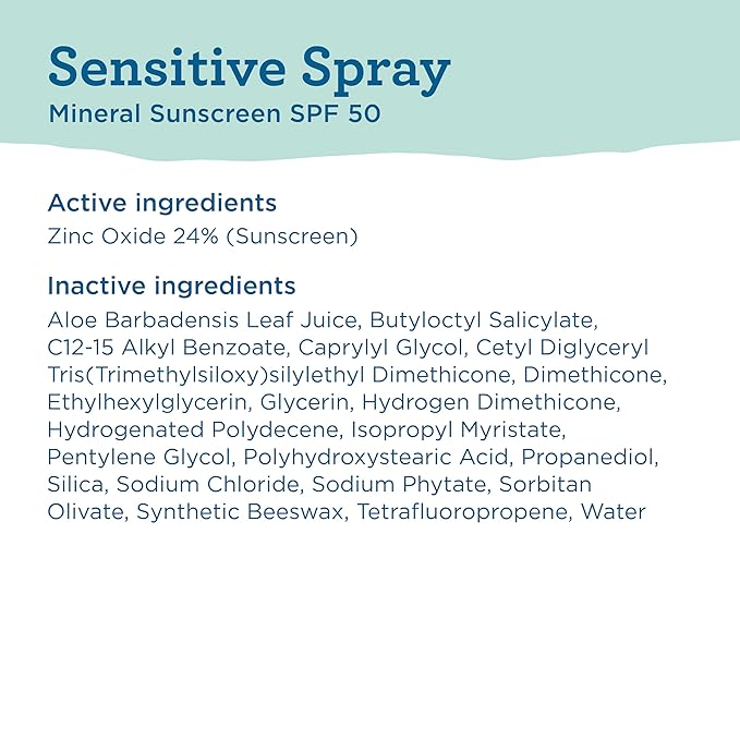 Blue Lizard Sensitive Mineral SPF 50 Spray, Dermatologist-Recommended Brand, Broad-Spectrum UVA/UVB Protection, Water-Resistant, Zinc Oxide Formula, 5 oz