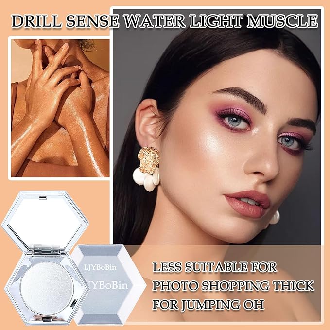 Body Glitter Face Highlighter Palette,Shimmering Shiny Contour Makeup Palette for Women,Lightweight Smoothing Long Lasting Face High Gloss Highlighter Powder Makeup Kit with Brush 01#