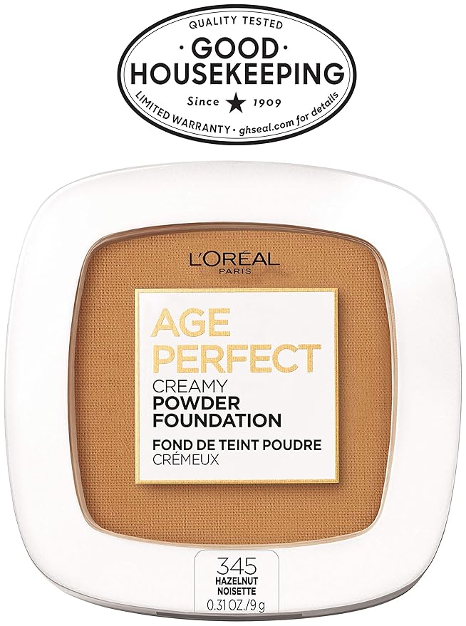 L'Oreal Paris Age Perfect Creamy Powder Foundation Compact, 345 Hazelnut, 0.31 Ounce