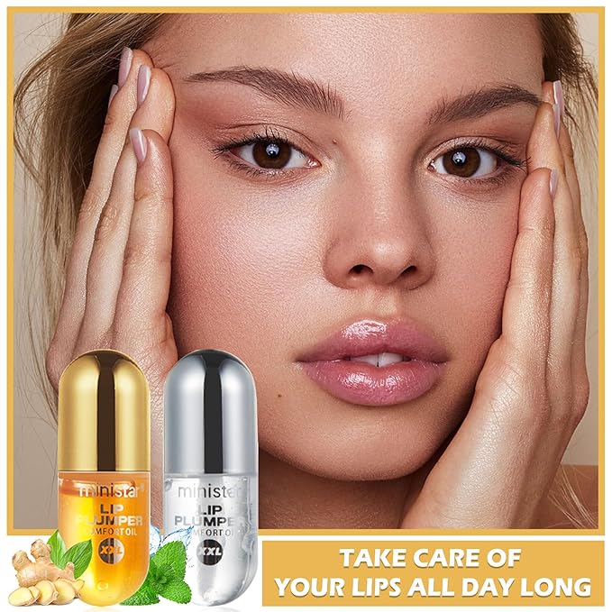 2PCS Lip Plumper Gloss Plumping Lip Gloss Set Natural Moisturizing Lip Plumping Gloss Daily Lip Care Products Lip Plumper Set for Women