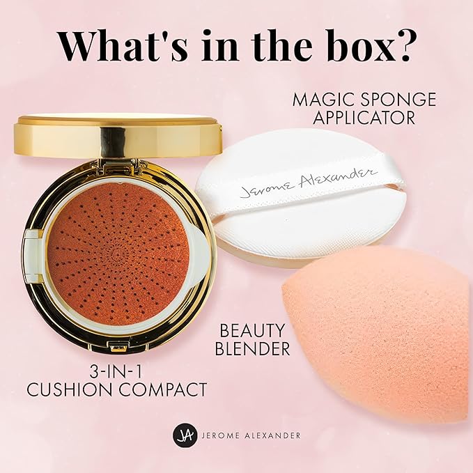 MagicMinerals AirCushion Foundation by Jerome Alexander, Cushion Foundation with Skincare Actives, Long-Lasting, Semi-Matte Finish, Full Buildable Coverage (Medium-Dark)