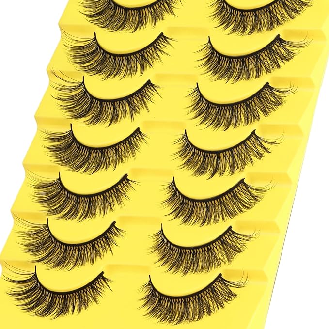Losha Lashes Wispy Cat Eye Lashes 3D Natural False Eyelashes 9 Pairs Thin Faux Mink Lashes Pack Soft Lightweight Fake Eyelashes (Wispies)