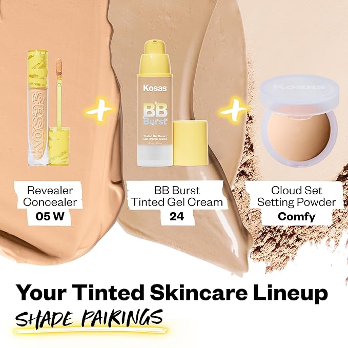 Kosas BB Burst Tinted Face Gel Cream - Supports Healthy Collagen, Smoothes Skin, Hydrates & Moisturizes - Lightweight Buildable Coverage - Medium Warm 24, (1 Oz/30 ML)