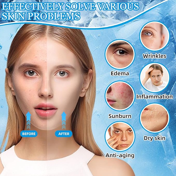 Ice Face Roller Massager for Face, Reusable Silicone Ice Cube Mold, Facial Beauty Ice Roller, Reduce Puffiness and Dark Circles, Minimize Pores & Improve Skin Texture (Pink)