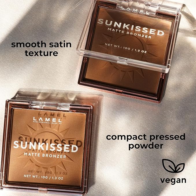 LAMEL Sunkissed Matte Bronzer Face Powder - Non-Shimmer, Long Lasting, Non-Greasy Bronzing Organic Makeup Formula - Matte Finish - Natural Tan Skin - N. 401-0.35oz.