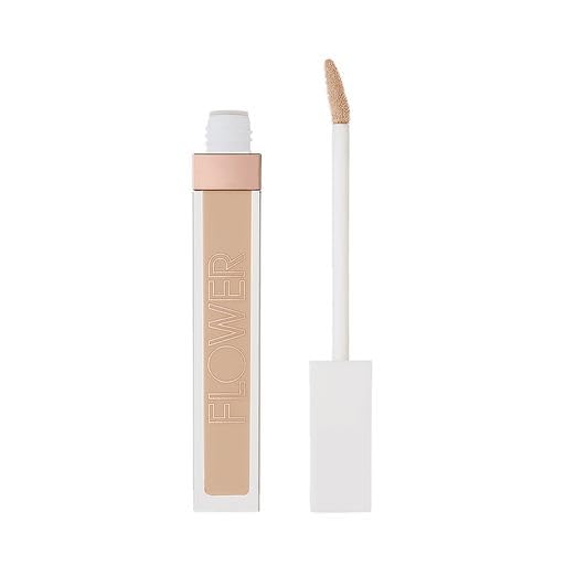 FLOWER Beauty Light Illusion Full Coverage Concealer | Hydrating, Weightless Formula Conceals, Corrects, Covers Dark Circles, Imperfections, Fine Lines and Fatigue | All-Day Wear – Sand (Pack of 1)