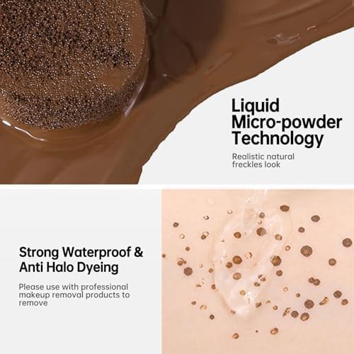Freckle Stamp Natural Like Freckle Pen Makeup Fake Freckles Cushion Waterproof Long Lasting Quick Dry, Get Sun-kissed Stars Makeup in One Press, Dark Brown, 15 g