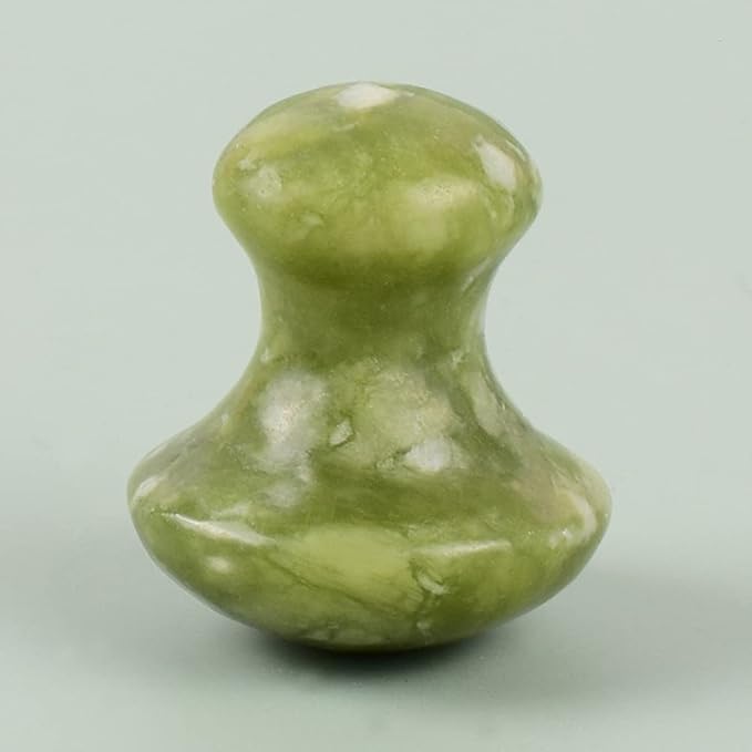2 Pcs Mushroom Jade Gua Sha Facial Tools, Jade Roller Guasha Massage Green Jade Stone Mushroom Shaped Face Lift Remove Wrinkles Massager for Women Spa, Massage Knobs for Body Relaxing