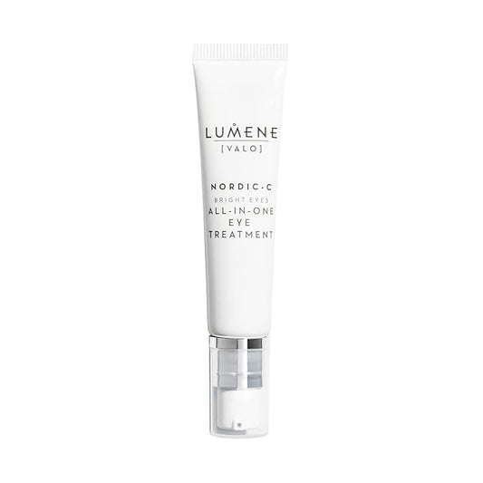 Lumene Bright Eyes All-In-One Eye Treatment - Eye Cream for Dark Circles and Puffiness - Hydrating Eye Cream with Vitamin C + Hyaluronic Acid - Fragrance-Free + Vegan (15mL)