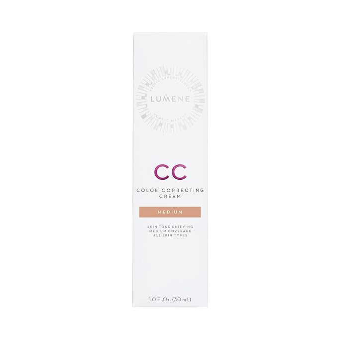 Lumene Color Correcting CC Cream - Lightweight Foundation with Medium Coverage - Redness Reducing Face Makeup for a Glowing Complexion - Vegan Formula + Suitable for All Skin Types - Medium (1 fl oz)