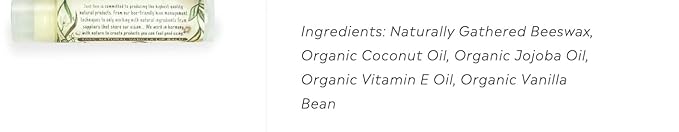 100% Natural Beeswax Lip Balm with Organic Oils (Cozy Vanilla, 4 pack)