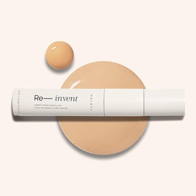 HALEYS Re-invent Sheer Tinted Marula Oil (Medium/Tan Neutral), Skin Tint, Tinted BB Moisturizer, Tinted Foundation, Face Oil, Hydrate Skin, Flexible Shades, Low to Med Coverage, For All Skin Types