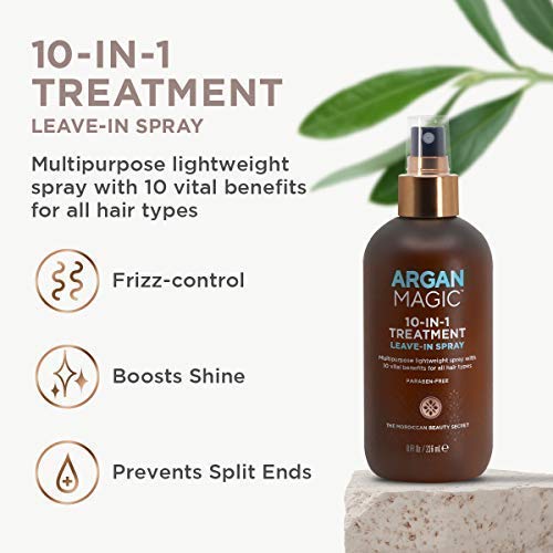 Argan Magic Hair Treatment & Stylizing Spray, 10 in 1, Made in USA, Paraben Free, Cruelty Free - 8 oz (2 Pack)