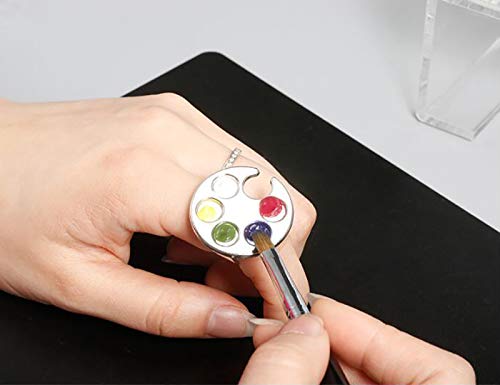 2 Pieces Nail Art Palette Finger Rings, Mini Polish Holder Drawing Color Palette, Nail Art Painting Gel Palette Manicure Tool, Cosmetic Artist Mixing Palette
