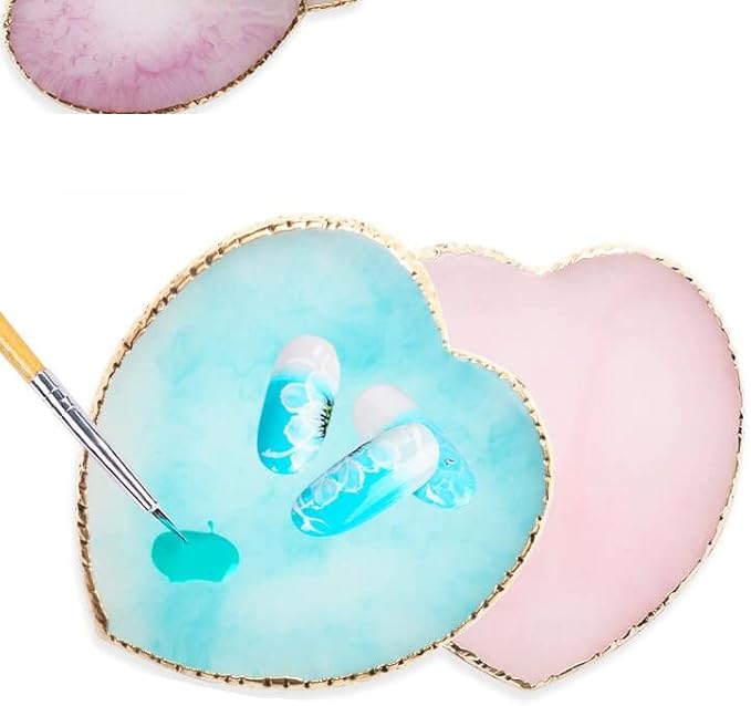 2 Pcs Herat Phnom Penh Resin Nail Art Palette,Nail Art Gel Nail Polish Palette Nail Art Painting Palettes with Stirring Rod Nail Piece Display Tool Cosmetic Makeup Mixed Color Palette Tray