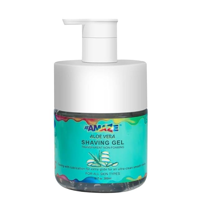 Aloe Vera Shaving Gel, Natural, Moisturizing, Cool, Soothing Transparent Aloe Vera Gel, Gentle Lubricated Shaving, Helps Prevent shaving irritation, Reduces Shaving Time, Pleasant Mild Scent.