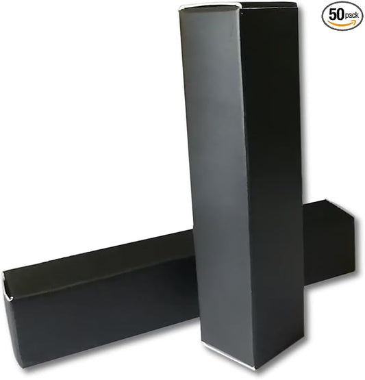 ANZKA 50 Pcs Lip Balm Boxes Packaging, 6.8x1.8x1.8cm Wrapping Box for 0.15Oz Lipbalm Containers Tubes, 5.5ml DIY Lipsticks Black Package Boxes