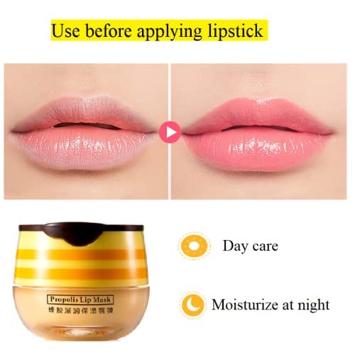 2PCS Honey Lip Balm, Exfoliating Honey Pot Lip Balm Sleeping Lip Mask with Brush, Hydrating & Prevention Dry and Cracked, Lip Scrubs Exfoliator & Moisturizer