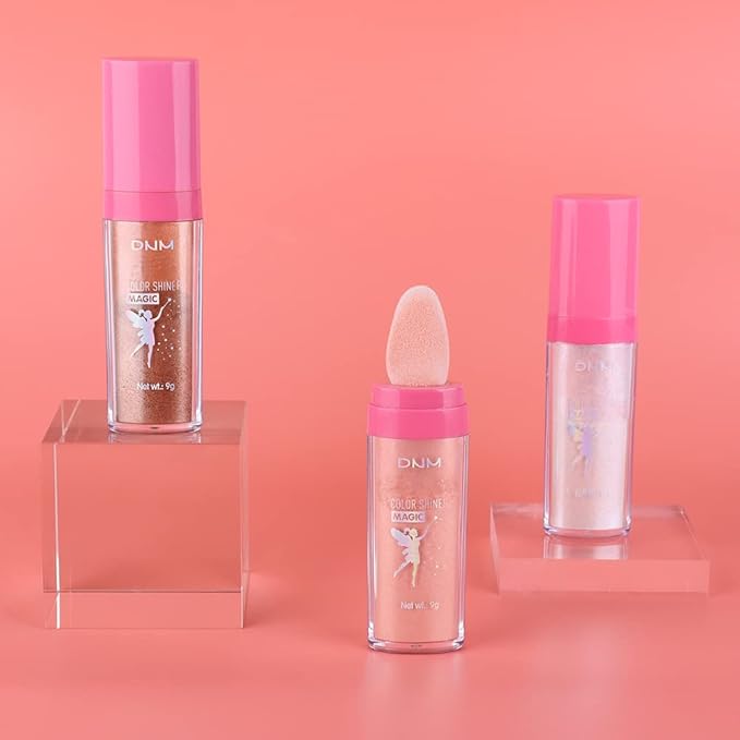 evpct 3Pcs Glitter Highlighter Powder Stick Make up Puff Fairy Stick Peal White Pink Bronze Shimmer Glitter Face Eye Body Liquid Highlighter makeup illuminators de maquillaje Glow Makeup Shimmer Stick