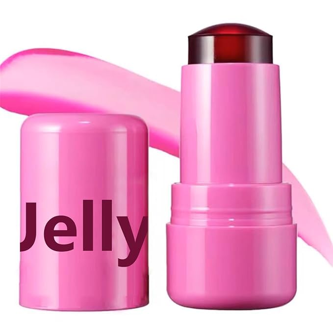 Cooling Water Jelly Tint Blush,4 Colors Multi-Use Tint Blush Makeup Stick Watercolor Finish for Lips and Cheek Stain, Moisturising Waterproof Non-Stick