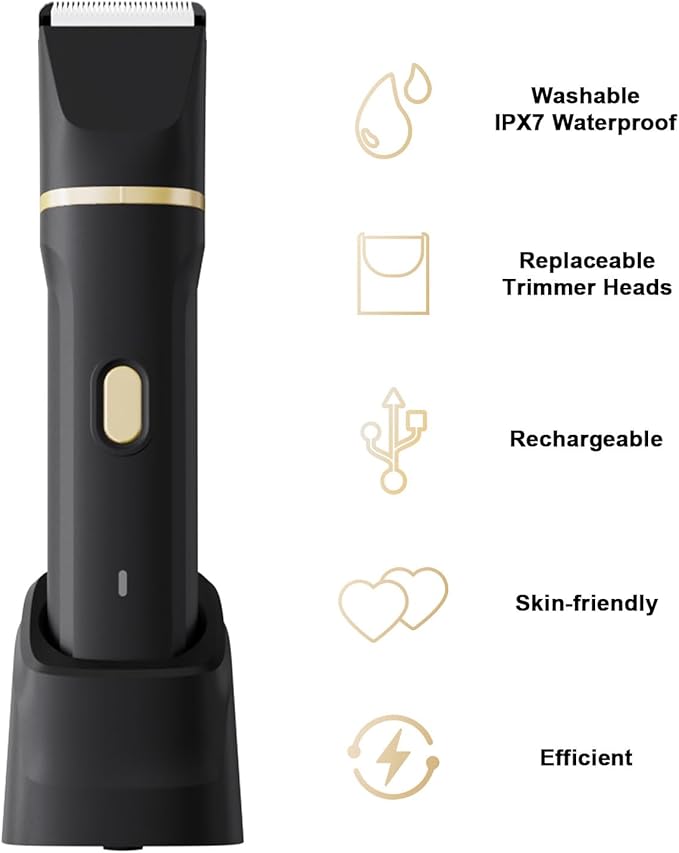ele ELEOPTION Electric Razors for Women 5-in-1 Waterproof Wet Dry Electric Shaver with USB Charge Dock, Legs Hair Remover, Body Shaver for Beard Bikini Trimmer for Women Black