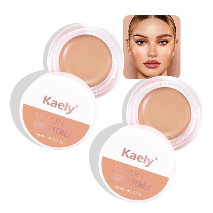 evpct 2Pcs under Eye Corrector Brightener Concealers for Older Women Dark Circles, under Eye Cream Pot Concealer Full Coverage Peach Color Corrector Makeup, Nourishing Waterproof, Warm Nude