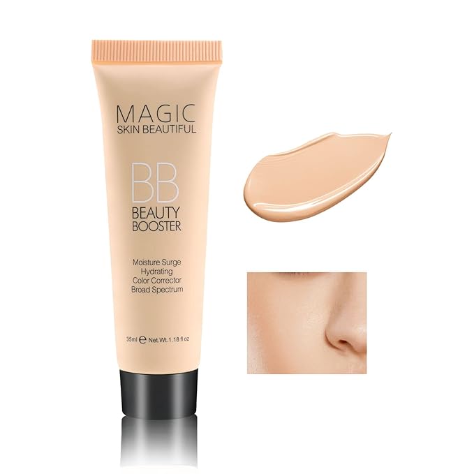 Boobeen Hydrating BB Cream, Full-Coverage Foundation & Concealer, Color Correcting Tinted Moisturizer for All Skin Types - Evens Skin Tone (Ivory White)