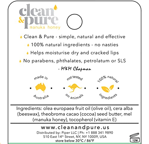 Lip Balm 2-Pack (Manuka Honey & Coconut) | Lip Care Set With 100% All Natural Beeswax | Vitamin E Oil…