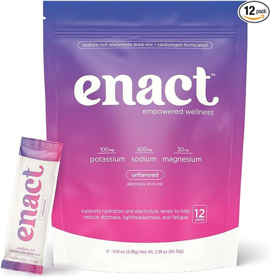 Electrolyte Powder Drink Mix, Doctor-Formulated Electrolytes for POTS Support, High Sodium, No Artificial Sweeteners, 12 Count