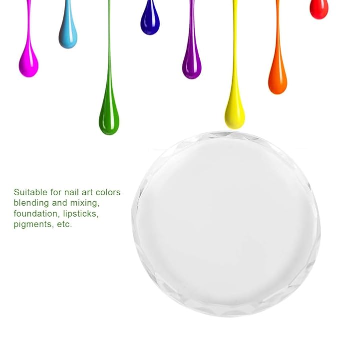 Glass Nail Art Palette Transparent Paint Drawing Colorful Paint Tray for Beauty Personal Care Drawing Color Dish DIY Nail Art Accessories Tools(02)