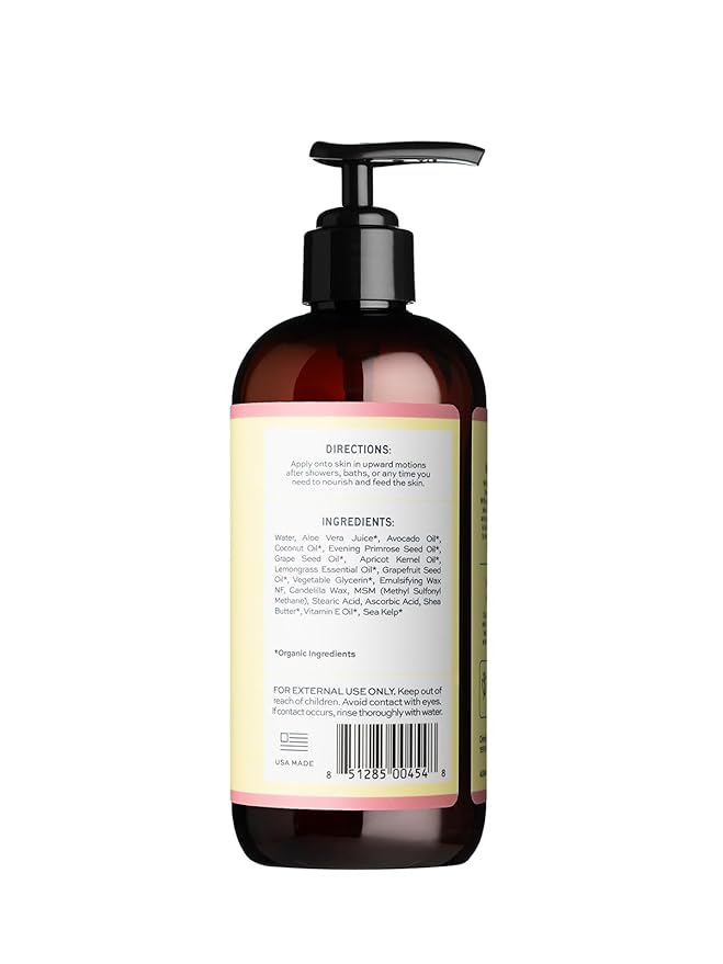 Aleavia Grapefruit Lemongrass Prebiotic Body Lotion – Lightly Scented, All-Natural Moisturizing Body Lotion with Organic Essential Oils – 12 Oz
