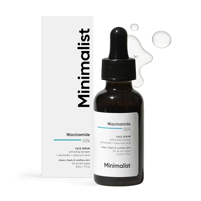 Minimalist 5% Niacinamide Serum for Clear Glowing Skin | With 1% Hyaluronic Acid for Hydration | Pore Minimizer for Face | Clears Acne Marks & Blemishes | For Women & Men | 1 Fl Oz / 30 ml
