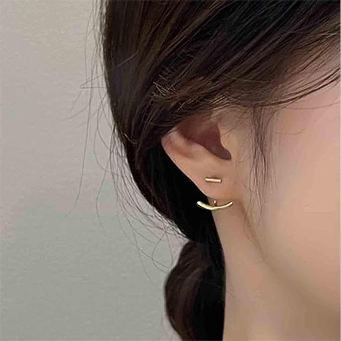 Boho Bar Ear Jacket Earrings Gold Stick Studs Earrings Minimalist Geometric Earrings Bar Ear Crawlers Earrings Jewelry for Women and Girls