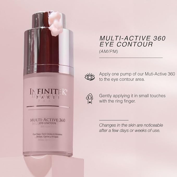 Infinitek Paris Multi-Active Collagen Eye Cream & Retinol Serum Eye Contour - Anti Aging Eye Cream for Wrinkles, Under Eye Treatment for Dark Circles and Under Eye Wrinckle Repair. 0.50 Fl Oz