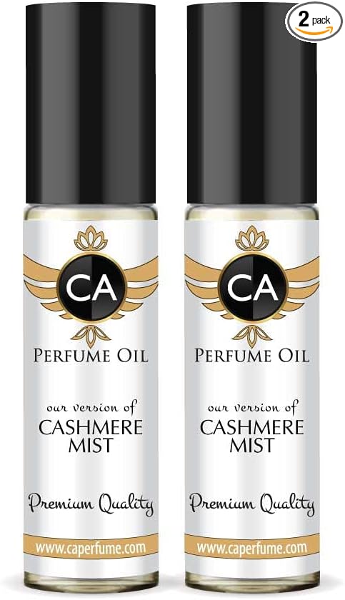 CA Perfume Impression of Donna K. Cashmere Mist For Women Replica Fragrance Body Oil Dupes Alcohol-Free Essential Aromatherapy Sample Travel Size Concentrated Long Lasting Attar Roll-On 0.3 Fl Oz-X2